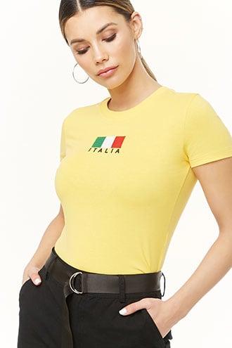 Forever21 Italia Embroidered Graphic Tee