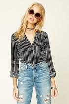 Forever21 Women's  Striped Button-front Shirt
