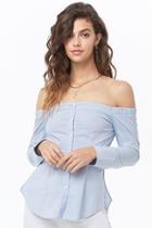 Forever21 Pinstriped Off-the-shoulder Shirt