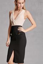 Forever21 Women's  Black & Beige Selfie Leslie Midi Dress