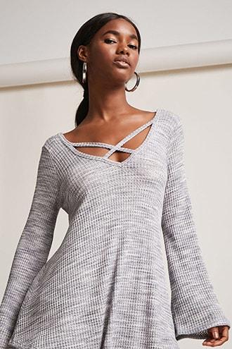 Forever21 Strappy Marled Waffle Knit Top