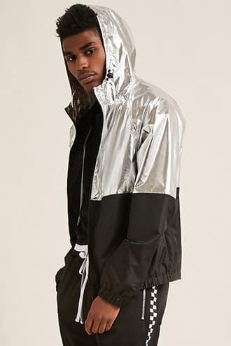 Forever21 Metallic Colorblock Windbreaker