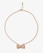 Sparkling Bow Charm Necklace