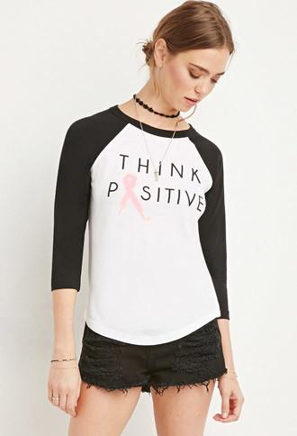 Forever21 Think Positive Baseball Tee