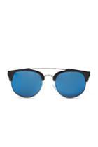 21 Men Black & Blue Men Browline Round Sunglasses