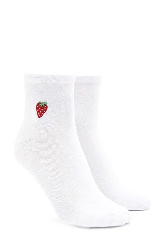 Forever21 Strawberry Crew Socks