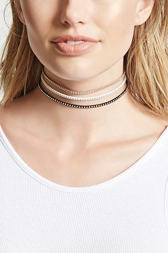 Forever21 Faux Suede Stud Choker Set