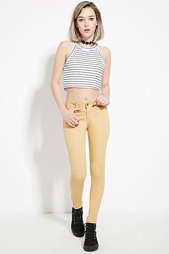 Forever21 Women's  Gold Mid-rise Skinny Jeans