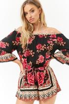 Forever21 Floral Print Off-the-shoulder Romper
