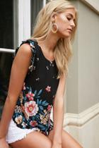 Forever21 Floral Print Cap Sleeve Top