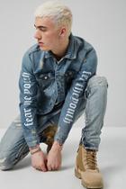 Forever21 Fear The Youth Graphic Distressed Denim Jacket