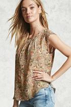 Forever21 Pleated Floral Print Blouse