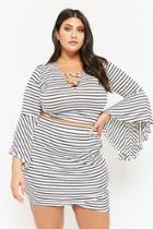 Forever21 Plus Size Striped Bell-sleeve Crop Top