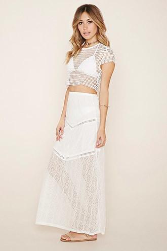 Forever21 Women's Lovecat Crop Top And Skirt Set