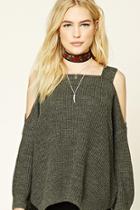 Forever21 Women's  Charcoal Open-shoulder Sweater
