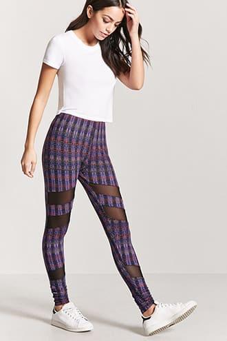 Forever21 Geo Print Mesh-insert Leggings