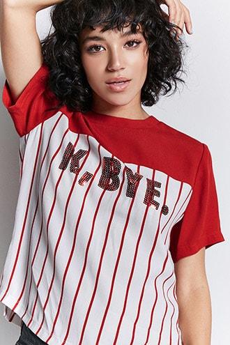 Forever21 K Bye Graphic Stripe Top