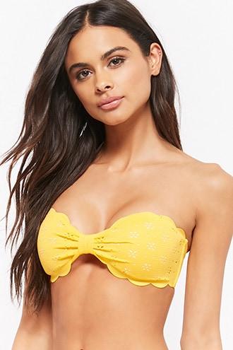 Forever21 Floral Eyelet Bandeau Bikini Top