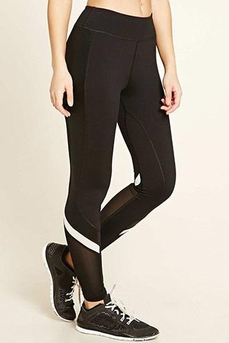 Forever21 Active Striped Mesh Leggings