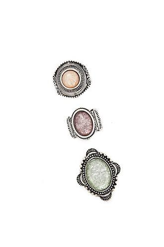 Forever21 B.silver Faux Stone Ring Set
