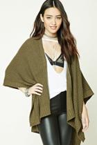 Forever21 Women's  Olive Open-front Shawl Sweater