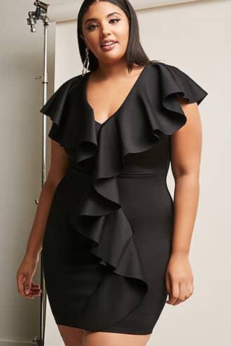 Forever21 Plus Size Ruffle-trim Bodycon Dress