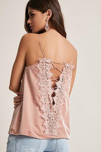 Forever21 Velvet Lace-up Cami