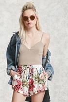 Forever21 Floral Woven Drawstring Shorts