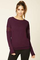 Forever21 Women's  Eggplant Active Mesh-paneled Top