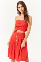 Forever21 London Rose Pleated Button-front Skirt