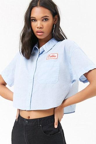 Forever21 Cropped Pocket Shirt