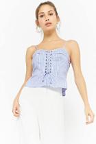 Forever21 Striped Lace-up Cami