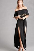 Forever21 Women's  Black Off-the-shoulder Maxi Dress