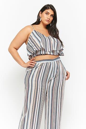 Forever21 Plus Size Striped Crepe Crop Top