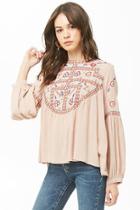 Forever21 Geo Floral Embroidered Top