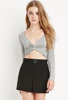 Forever21 Women's  Twisted V-neck Crop Top (grey)