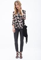 Forever21 Contemporary Rose Print Pocket Blouse