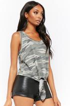 Forever21 French Terry Camo Tie-front Tank Top