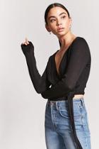 Forever21 Mock Wrap Sweater-knit Top