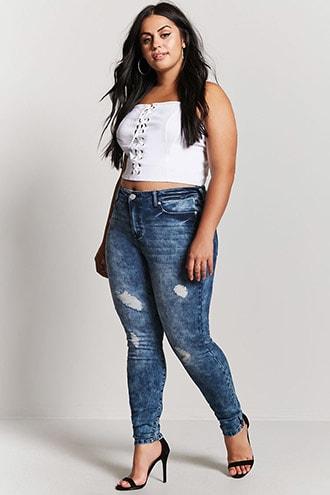 Forever21 Plus Size Mineral Wash Jeans