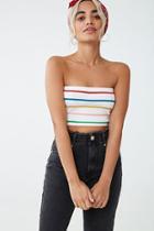 Forever21 Ribbed Striped Cropped Tube Top