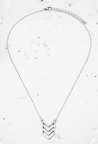 Forever21 Cutout Chevron Charm Necklace (b.silver)