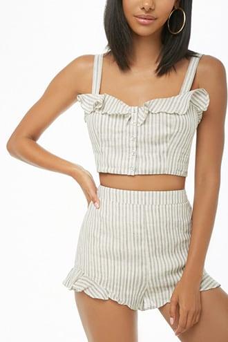 Forever21 Flounce Striped Linen Shorts