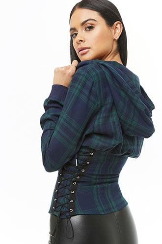 Forever21 Plaid Lace-up Jacket