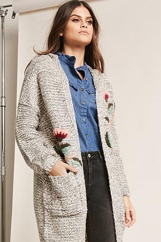 Forever21 Floral Embroidered Cardigan