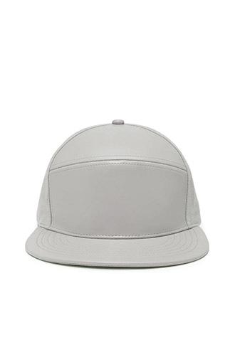 21 Men Grey Men Faux Leather Panel Hat