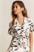 Forever21 London Rose Floral Tie-front Top