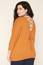 Forever21 Plus Women's  Ginger Plus Size Lace-up Sweatshirt Top