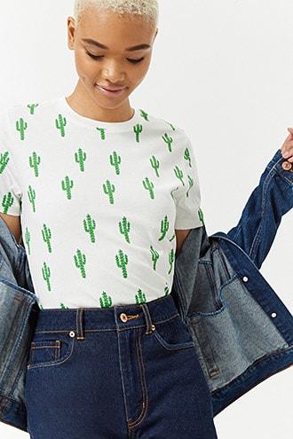 Forever21 Cactus Print Tee