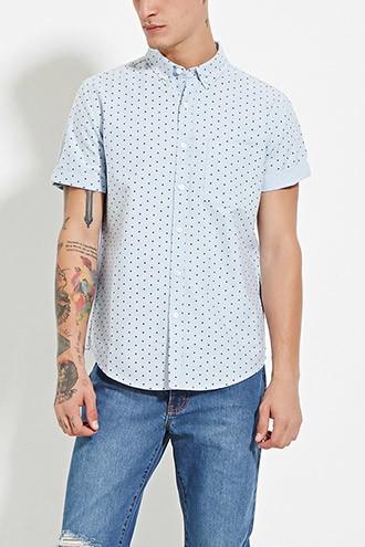 21 Men Men's  Blue & Navy Polka Dot Shirt